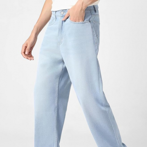 Men's Loose Baggy Fit Washed Jeans Non-Stretchable
