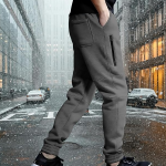 Men Dark Grey Warm Snow Hiking Trousers With Fleece Lining